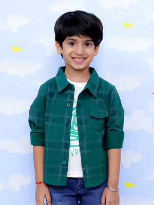Green Flannel Plaid Kids Shirt - KWW - PB - GRNFLN - 0 - 6