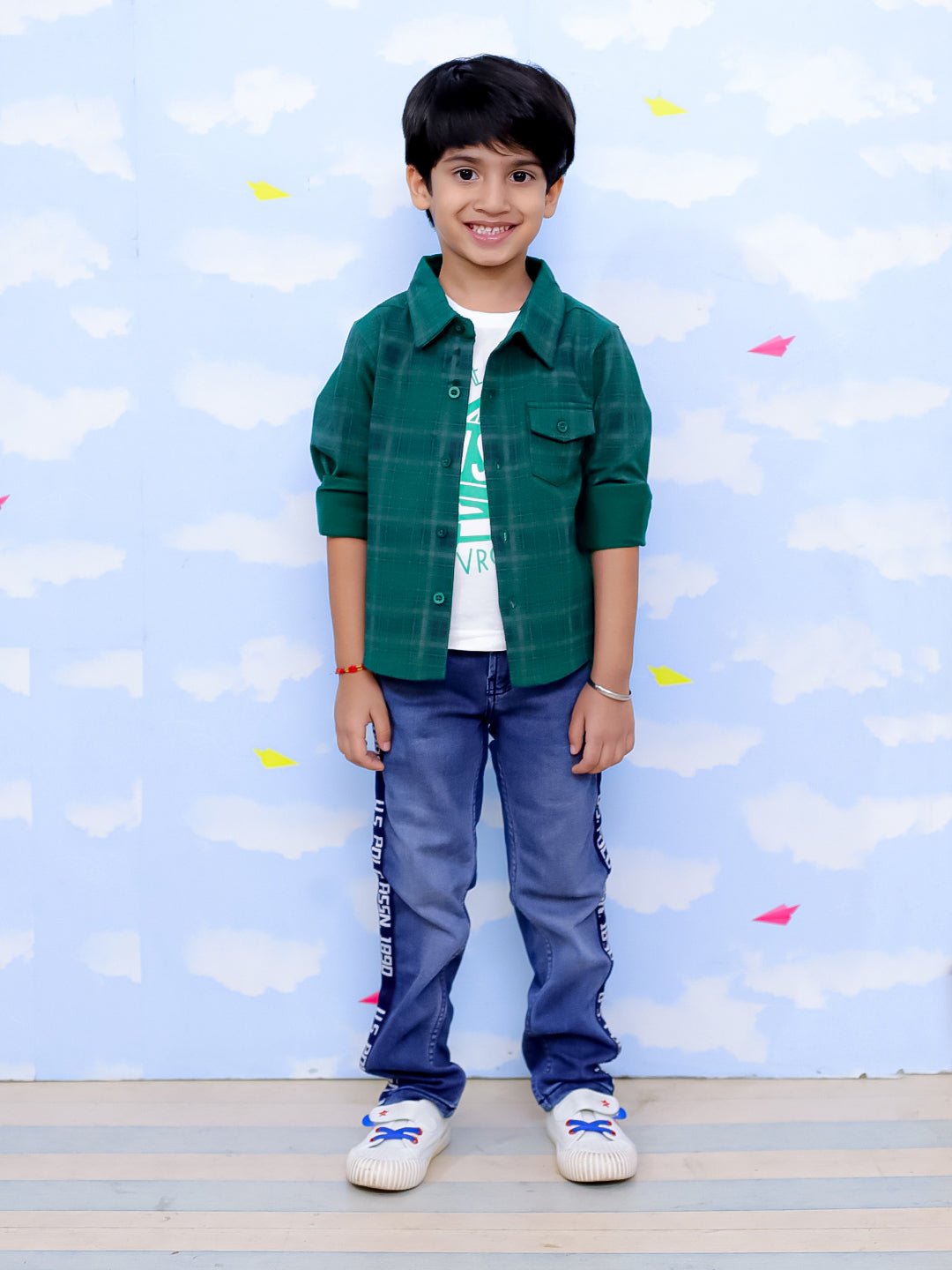 Green Flannel Plaid Kids Shirt - KWW - PB - GRNFLN - 0 - 6