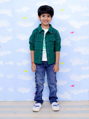 Green Flannel Plaid Kids Shirt - KWW - PB - GRNFLN - 0 - 6