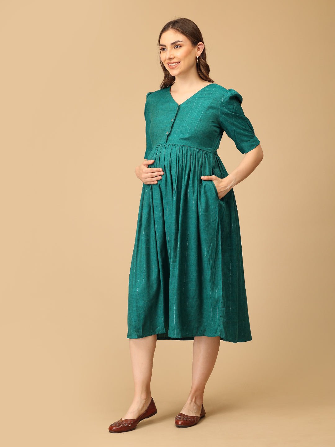 Green It Girl Maternity and Nursing Dress - DRS - SK - GRNIG - S