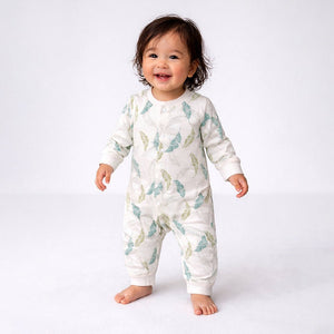 Green Leaves, Full Sleeves Jumpsuit Romper for Tiny Toddlers - 3 - 6 Months Kids Clothing