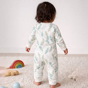 Green Leaves, Full Sleeves Jumpsuit Romper for Tiny Toddlers - 3 - 6 Months Kids Clothing
