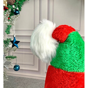 Green & Red Stripes Furry Velvet Christmas Party Hat - 