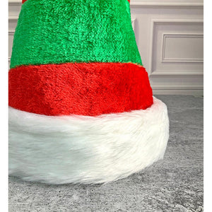 Green & Red Stripes Furry Velvet Christmas Party Hat - 