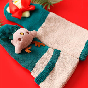 Green Reindeer & Bell Christmas Themed Ankle Length Socks For Kids - 0 - 6 Months Christmas
