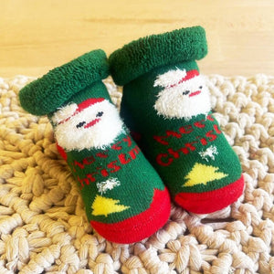 Green Santa Christmas Socks for infant, 0 - 12 months - 
