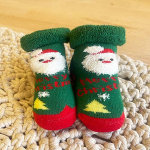 Green Santa Christmas Socks for infant, 0 - 12 months - 