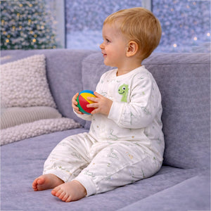 Green Smiley Dino Full Sleeves Jumpsuit Hoodie Romper for Tiny Toddlers - 3 - 6 Months Winter Wear