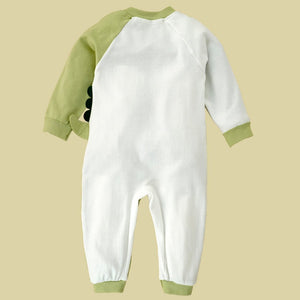Green Star Dino full sleeves jumpsuit style Romper for Tiny Toddlers - 6 - 12 Months Kids Clothing