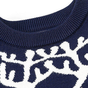 Green Tie Reindeer Knitted Christmas cardigan Sweater for Kids, Navy - 3 - 4 Years Winter Wear