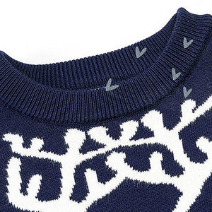 Green Tie Reindeer Knitted Christmas cardigan Sweater for Kids, Navy - 3 - 4 Years Winter Wear