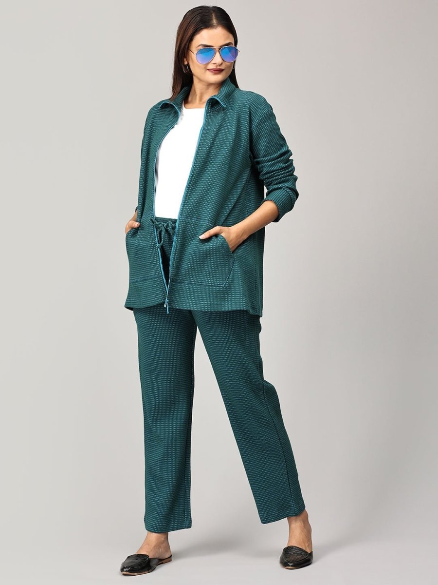 Green Virtue Maternity and Nursing Bomber Jacket Co- Ord Set - MWW-SD-GRNJ-S