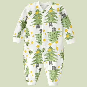 Green XMAS tree full sleeves jumpsuit style Romper, for Tiny Toddlers - 6 - 12 Months Kids Clothing