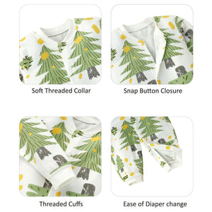 Green XMAS tree full sleeves jumpsuit style Romper, for Tiny Toddlers - 6 - 12 Months Kids Clothing