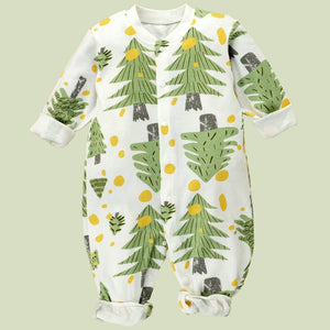 Green XMAS tree full sleeves jumpsuit style Romper, for Tiny Toddlers - 6 - 12 Months Kids Clothing