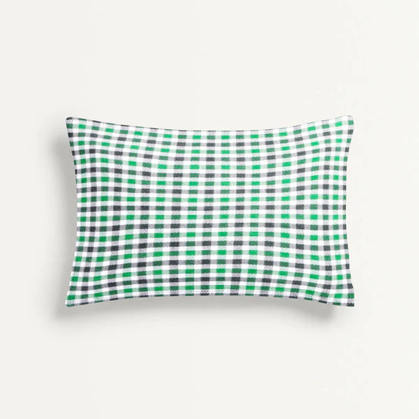 The Baby Atelier 100% Organic Baby Pillow Cover without fillers Green and Black Checks