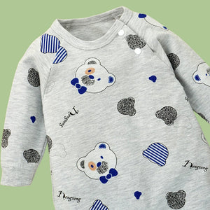 Grey Bear Face Print Romper Unisex Kids Wear - 0 - 9 months Kids Clothing