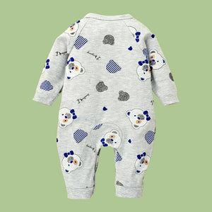 Grey Bear Face Print Romper Unisex Kids Wear - 0 - 9 months Kids Clothing