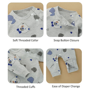 Grey Bear Face Print Romper Unisex Kids Wear - 0 - 9 months Kids Clothing