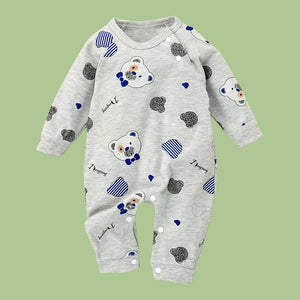 Grey Bear Face Print Romper Unisex Kids Wear - 0 - 9 months Kids Clothing