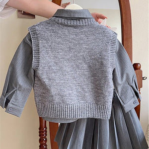 Grey Dragonfly 3pcs, Skirt and Top Winterwear for Girls. - 3 - 4 Years Kids Clothing