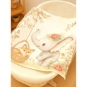 Grey Elephant woodland print Super Soft Breathable pure Muslin cotton Blanket for Infants - Bedding