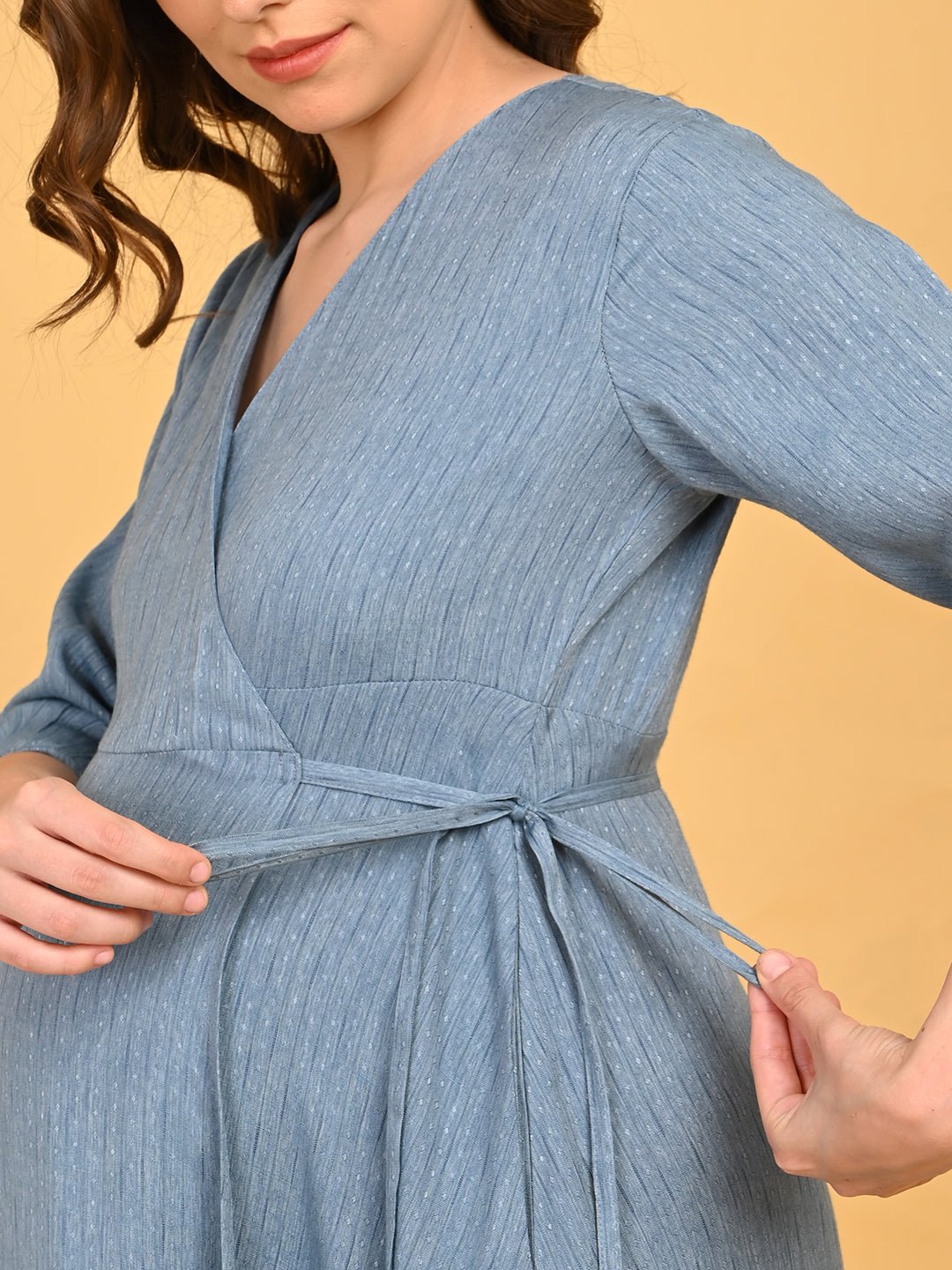 Grey Escape Maternity Wrap Dress - S Maternity Casual Dress