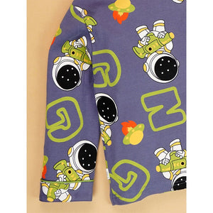 Grey & Green Astro soft Cotton Kids Nightsuit - 4 - 5 Years Nightsuits