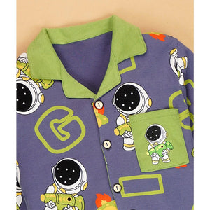 Grey & Green Astro soft Cotton Kids Nightsuit - 4 - 5 Years Nightsuits