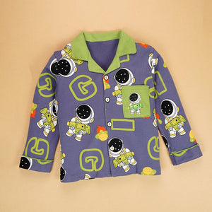 Grey & Green Astro soft Cotton Kids Nightsuit - 4 - 5 Years Nightsuits