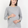 Grey Melange Maternity and Nursing Sweatshirt - MNSWT-GMLG-S
