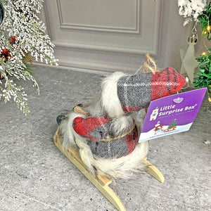 Grey Red Checks Sitting Sledge Santa Christmas Table Décor & Christmas ornaments - 
