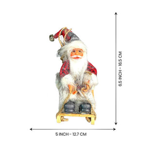 Grey Red Checks Sitting Sledge Santa Christmas Table Décor & Christmas ornaments - 