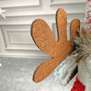 Grey & Red Deer on Snow Sledge christmas Home Décoration - 