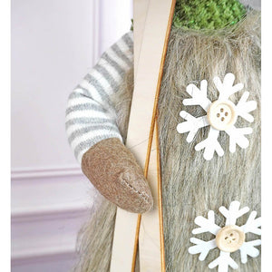 Grey Sitting Long Legs Reindeer with Ski Boards Christmas décor - Christmas
