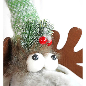 Grey Sitting Long Legs Reindeer with Ski Boards Christmas décor - Christmas