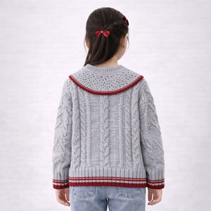 Grey Sweater with Red Border, Winter Cardigan Sweater for Kids - 2 - 3 Years Winter Wear