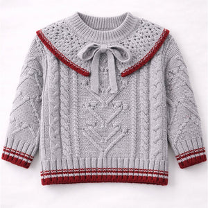 Grey Sweater with Red Border, Winter Cardigan Sweater for Kids - 2 - 3 Years Winter Wear