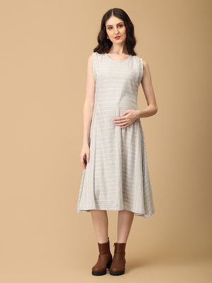 Grey - t Vibes Maternity and Nursing Sleeveless Winter Dress - DRS - SD - GRIVB - S
