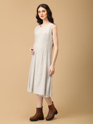 Grey - t Vibes Maternity and Nursing Sleeveless Winter Dress - DRS - SD - GRIVB - S