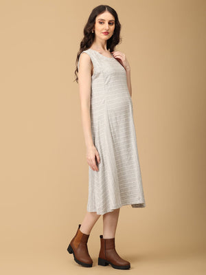 Grey - t Vibes Maternity and Nursing Sleeveless Winter Dress - DRS - SD - GRIVB - S