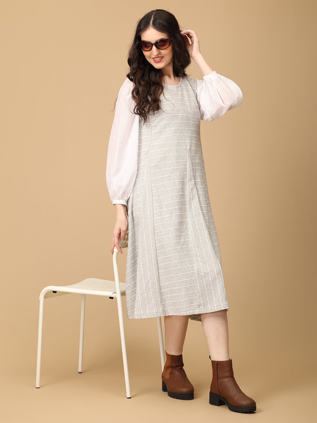 Grey - t Vibes Maternity and Nursing Sleeveless Winter Dress - DRS - SD - GRIVB - S