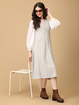Grey - t Vibes Maternity and Nursing Sleeveless Winter Dress - DRS - SD - GRIVB - S