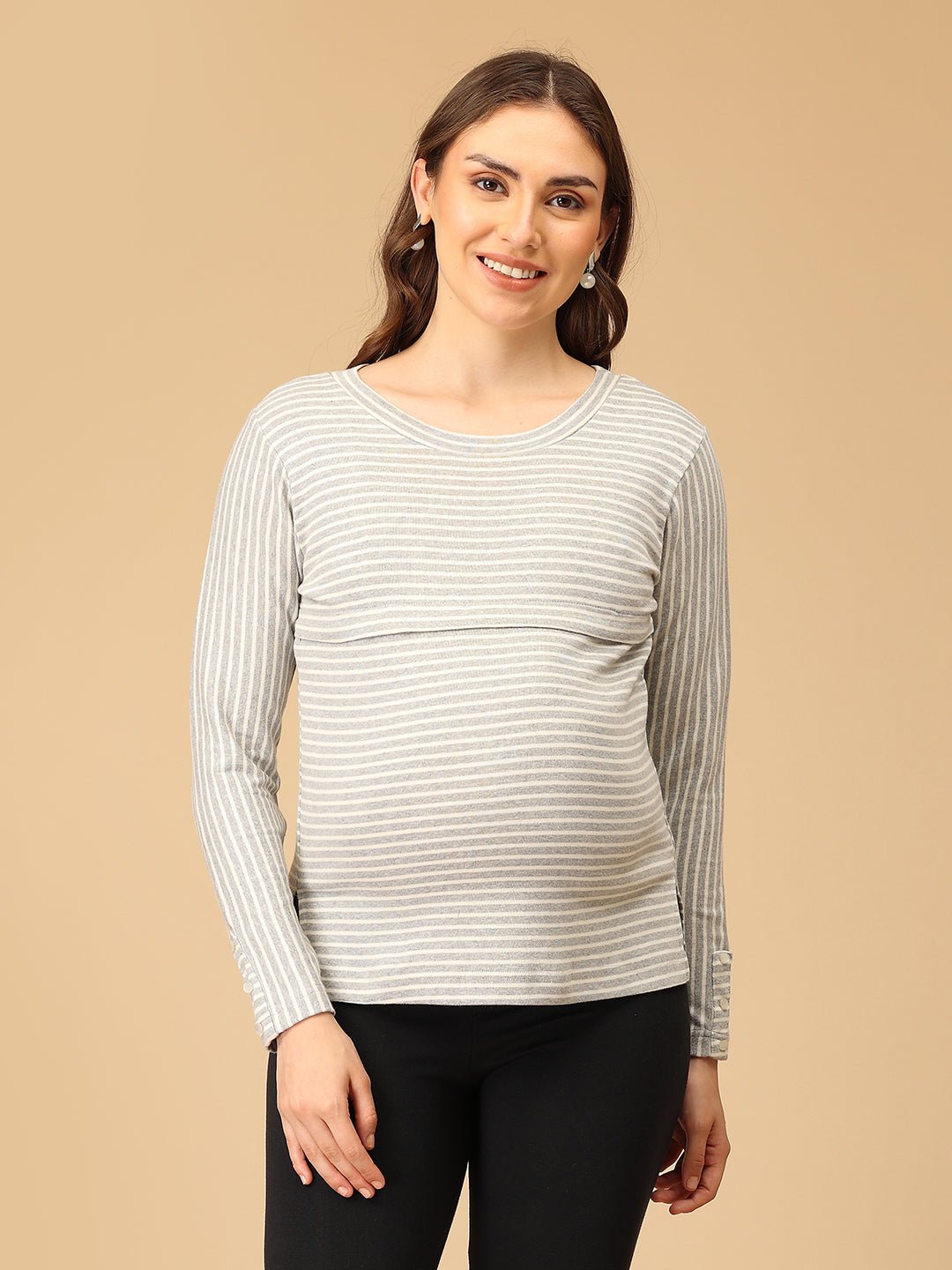 Grey - tful Lines Maternity and Nursing Winter Top - MAT - SD - GILN - S