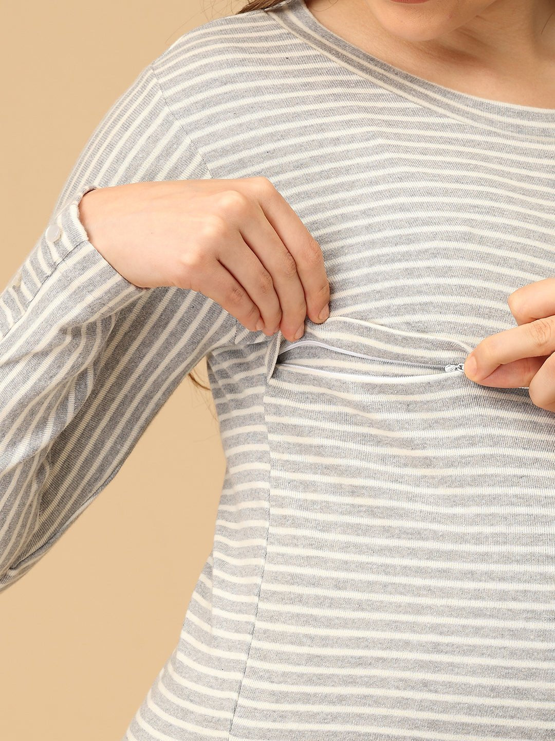Grey - tful Lines Maternity and Nursing Winter Top - MAT - SD - GILN - S