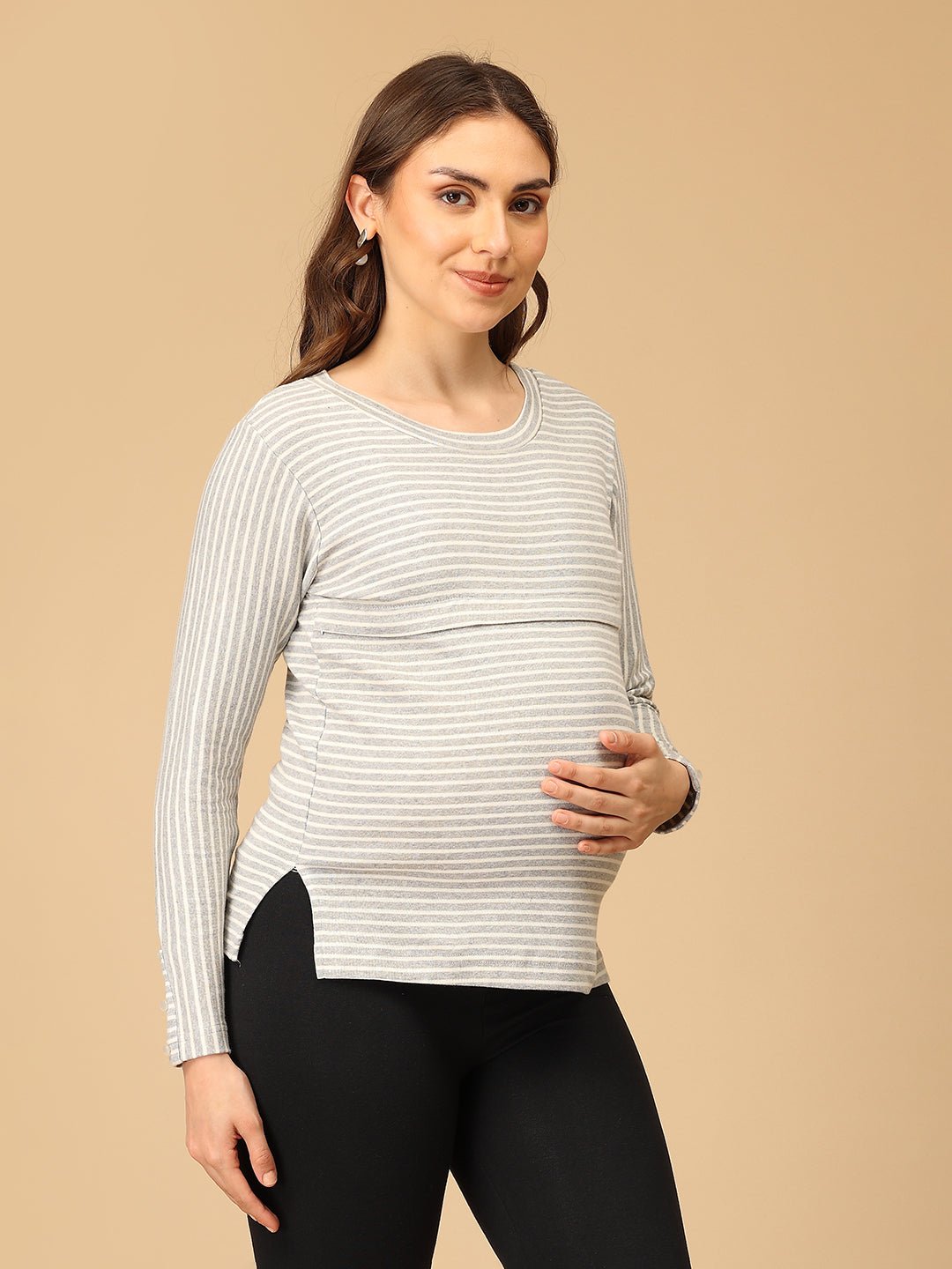 Grey - tful Lines Maternity and Nursing Winter Top - MAT - SD - GILN - S