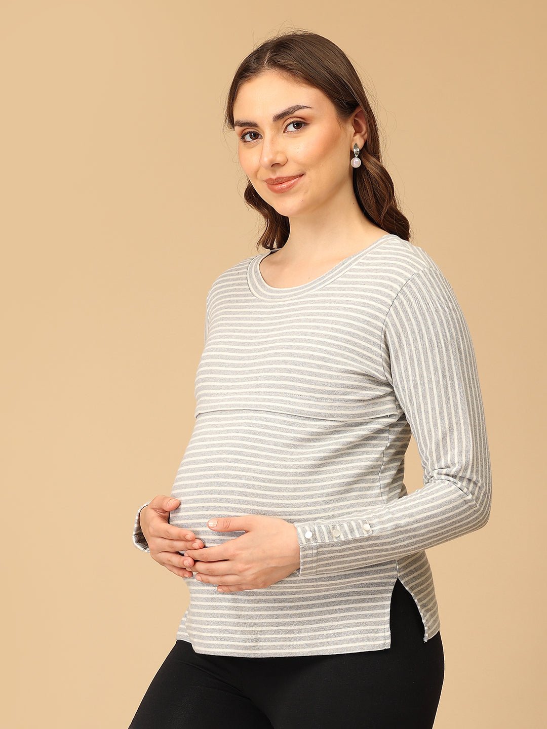 Grey - tful Lines Maternity and Nursing Winter Top - MAT - SD - GILN - S