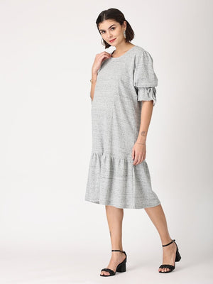Grey Waffle Maternity Dress with Nursing - DRS-GRYWF-S