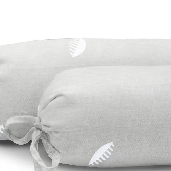 The Baby Atelier 100% Organic Baby Bolster Cover Set with fillers Grey Comb