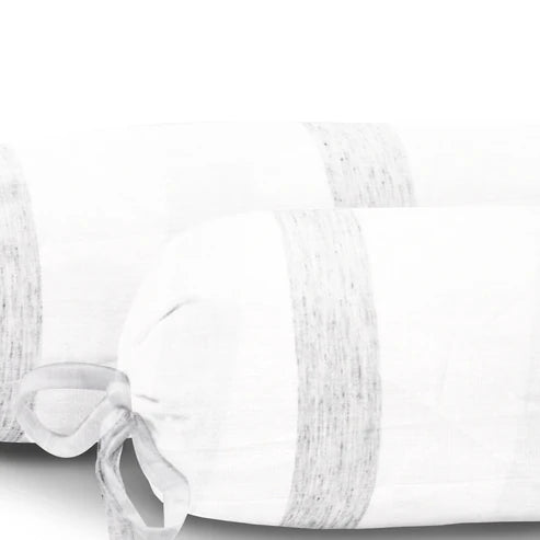 The Baby Atelier 100% Organic Baby Bolster Cover Set with fillers Grey Pencil Stripe